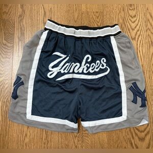 Yankees Just Don Navy and Gray Athletic Shorts